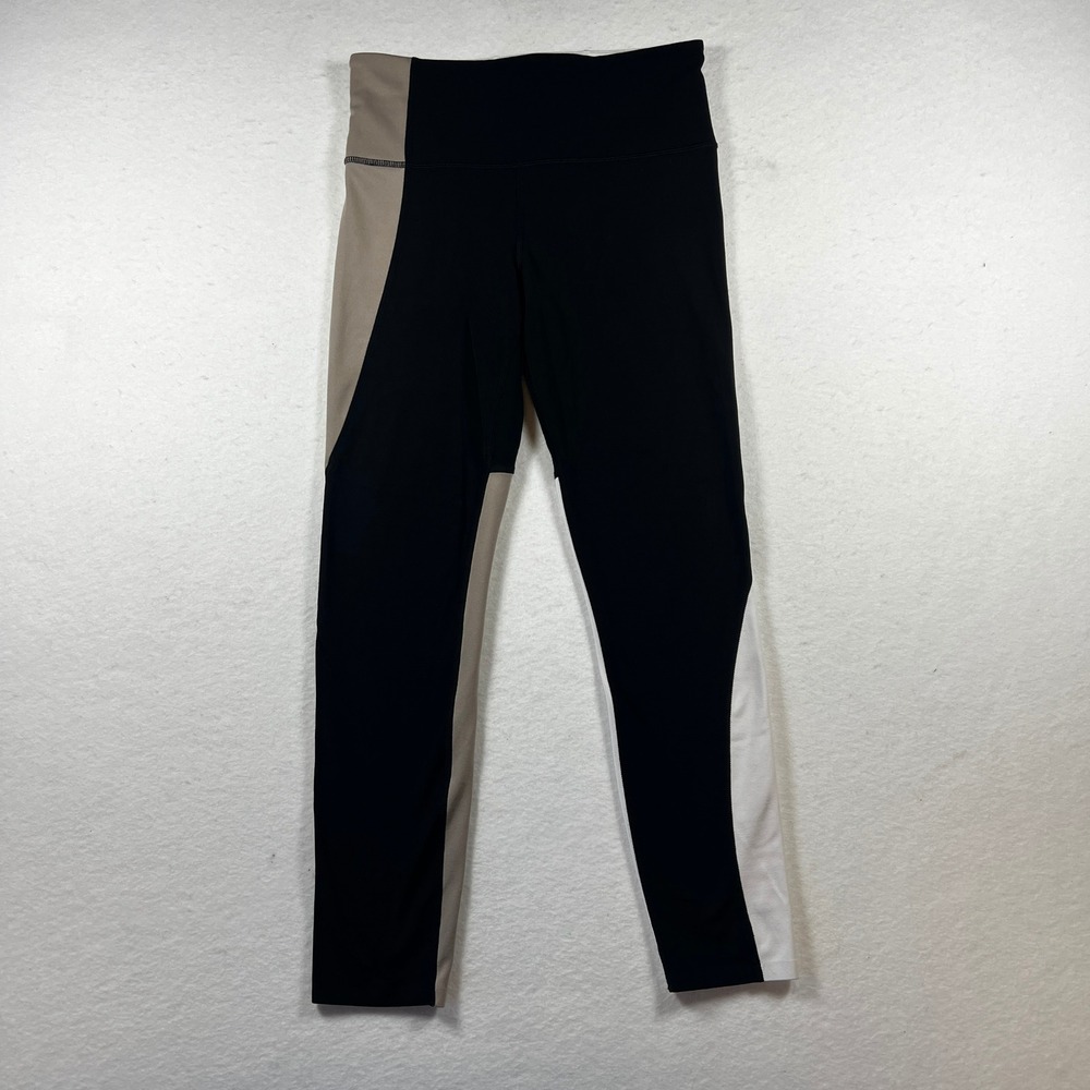 Athleta Womens Colorblock High Rise Leggings Black Tan White Size S